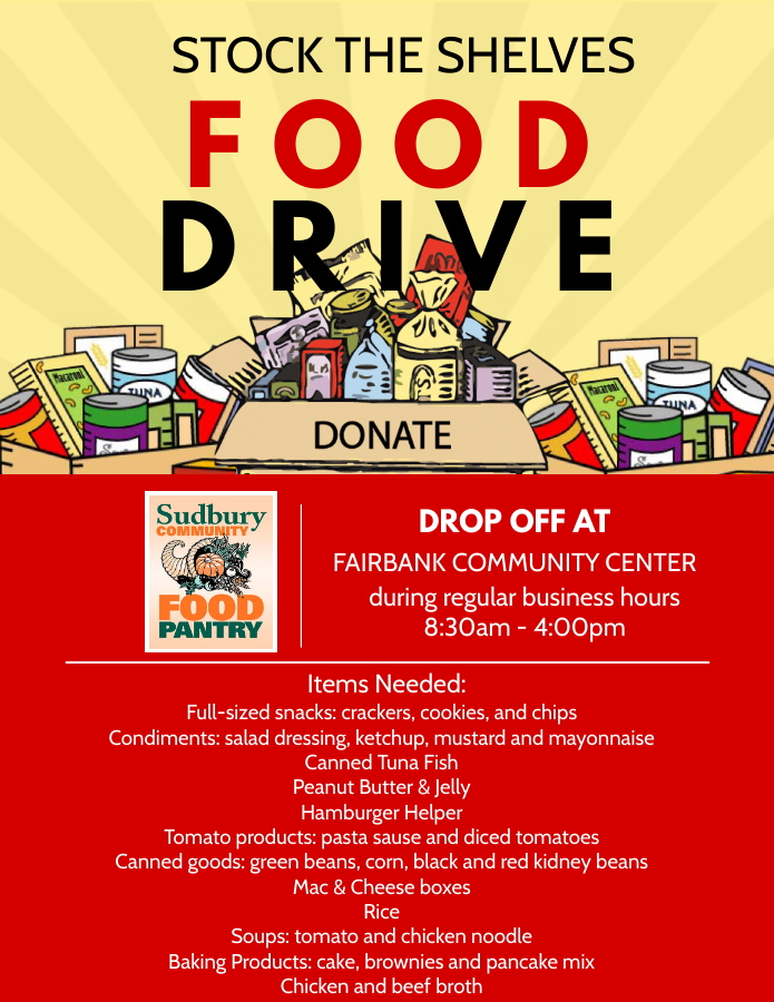 Sudbury Park and Recreation Stock the Shelves Food Drive